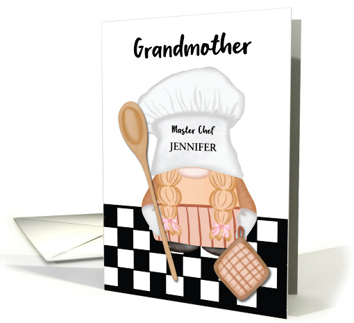 Custom Name Grandmother Birthday Whimsical Gnome Chef Cooking card