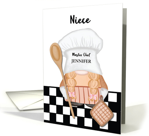 Custom Name Niece Birthday Whimsical Gnome Chef Cooking card (1814460)