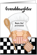 Custom Name Granddaughter Birthday Whimsical Gnome Chef Cooking card