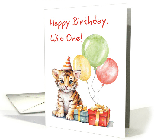 Birthday Cute Bengal Tiger with Party Hat card (1814486)