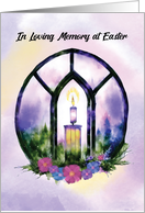 In Memory at Easter Stained Glass Candle with Florals card
