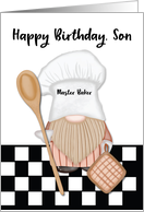 Son Birthday Whimsical Gnome Baker Baking card