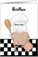 Brother Birthday Whimsical Gnome Baker Baking card