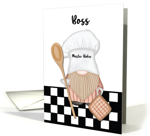 Boss Birthday Whimsical Gnome Baker Baking card (1816588)