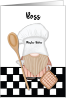 Boss Birthday Whimsical Gnome Baker Baking card