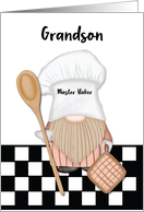 Grandson Birthday Whimsical Gnome Baker Baking card