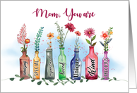 Mom Mothers Day Flowers in Vases with Words card
