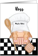 Boss Birthday Whimsical Gnome Baker Baking card