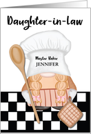 Custom Name Daughter in Law Birthday Whimsical Gnome Baker Baking card
