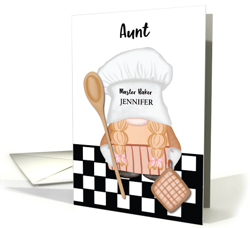 Custom Name Aunt Birthday Whimsical Gnome Baker Baking card (1817570)