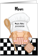 Custom Name Mom Birthday Whimsical Gnome Baker Baking card