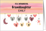 Granddaughter Personalize Name Valentine Hearts Moon Stars card