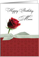 MUM Birthday Beautiful Single Red Rose card
