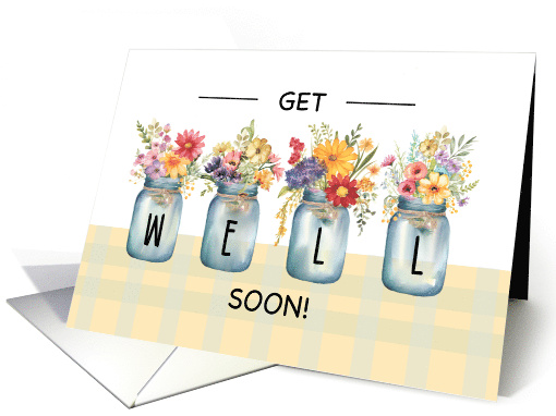 Get Well Soon Wildflowers in Mason Jar Vases card (1819352)