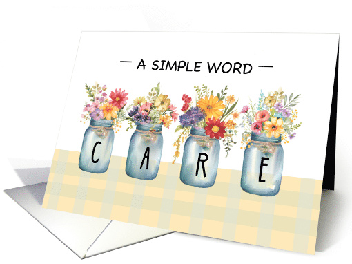 Sending Caring Thoughts Wildflowers in Mason Jar Vases card (1819356)