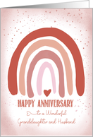 Granddaughter and Husband Anniversary Soft Pink Watercolor Rainbow card