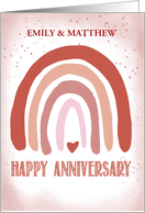 Custom Name Anniversary Soft Pink Watercolor Rainbow card