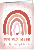 Friends Valentines Day Hand Painted Soft Pink Watercolor Rainbow card