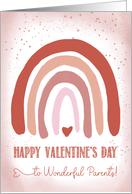 Parents Valentines Day Hand Painted Soft Pink Watercolor Rainbow card