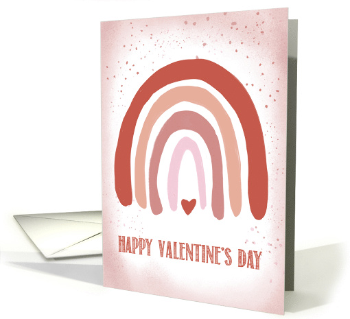 Valentines Day to Love Hand Painted Soft Pink Watercolor Rainbow card