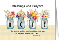 Blessings of Hope Scripture Wildflowers in Mason Jar Vases card