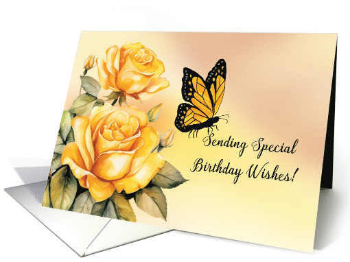 Birthday Yellow Roses with Monarch Butterfly card (1821112)