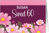 Sweet 60 Custom Name Birthday With Pink Daisies card