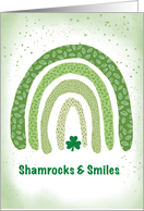 St Patricks Day Boho Green Rainbow Shamrocks and Smiles card