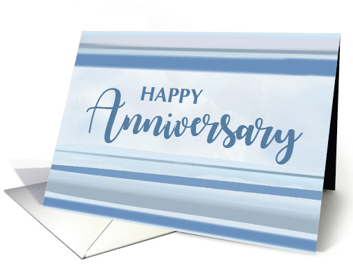 Business Employee Anniversary Blue Gray Watercolor Stripes card