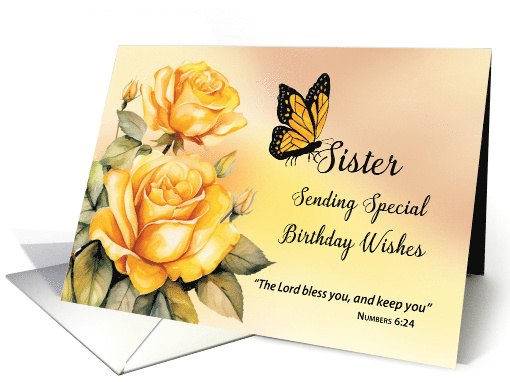 Catholic Nun Religious Birthday Yellow Roses Monarch Butterfly card