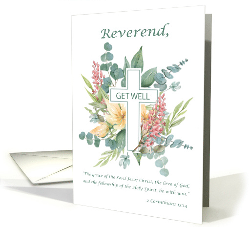 Minister Get Well Religious Cross with Watercolor... (1822554)