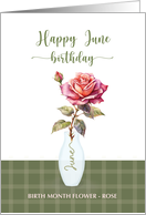 June Birthday Rose Birth Month Flower Violet card