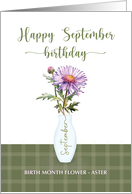 September Birthday Aster Birth Month Flower card