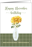 November Birthday Chrysanthemum Birth Month Flower card