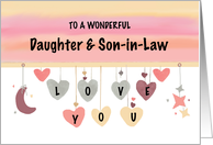 Daughter and Son in Law Valentine Love Hearts Moon Stars card
