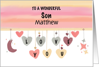 Personalized Name Son Valentine Hearts Moon Stars card