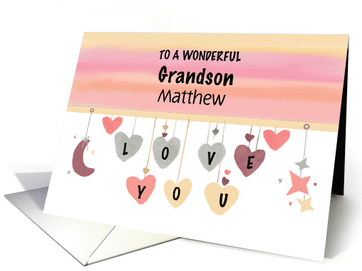 Personalized Name Grandson Valentine Hearts Moon Stars card (1823510)