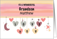 Personalized Name Grandson Valentine Hearts Moon Stars card