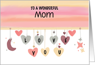 Custom Relation Mom Valentine Hearts Moon Stars card