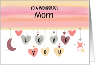 Custom Relation Mom Birthday Hearts Moon Stars card