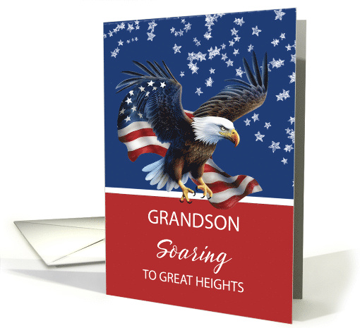 Grandson Congratulations Scouting Patriotic Eagle with Flag card