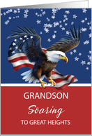 Grandson Congratulations Scouting Patriotic Eagle with Flag card