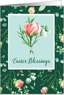 Easter Blessings with Florals on Dark Green card
