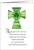 St. Patrick Blessings with Green Cross Shamrock and Prayer card
