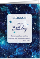 Customizable Name Religious Birthday Stars in Galaxy Sky card