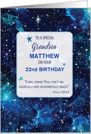 Grandson Customizable Name and Age Religious 22nd Birthday Stars card