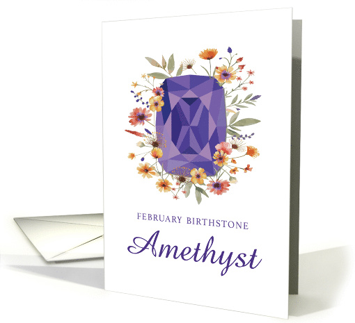 February Birthstone Amethyst Birthday with Flowers card (1826804)