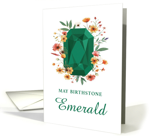 May Birthstone Emerald Birthday With Wildflowers card (1826876)