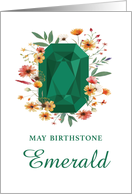 May Birthstone Emerald Birthday With Wildflowers card