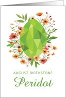 August Peridot Birthstone Birthday with Wildflowers card